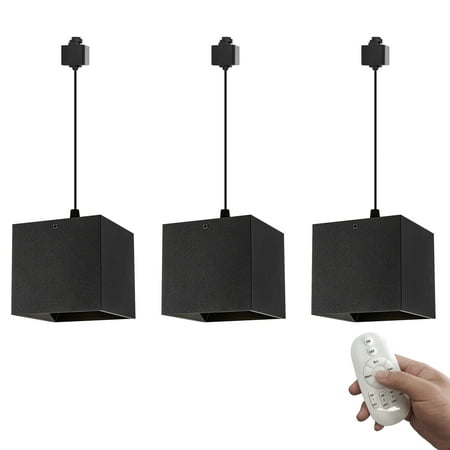 

FSLiving H-Type Tracking Light Stepless Dimming Remote Control 4 Color Temperatures 3.2 Ft Cord 24W LED Spot Light Square Black Metal Shade Track Lighting for Corridor Home Office(No Track)-3 Pack