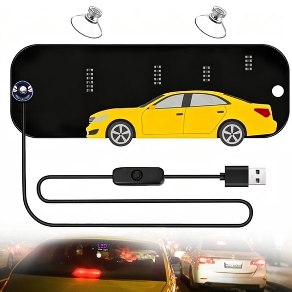 USB LED Light Sign for Drivers,Windshield Taxi Sign with Scrolling Display, Easy Suction Cup Installation for Cars, Trucks, SUVs (pink)