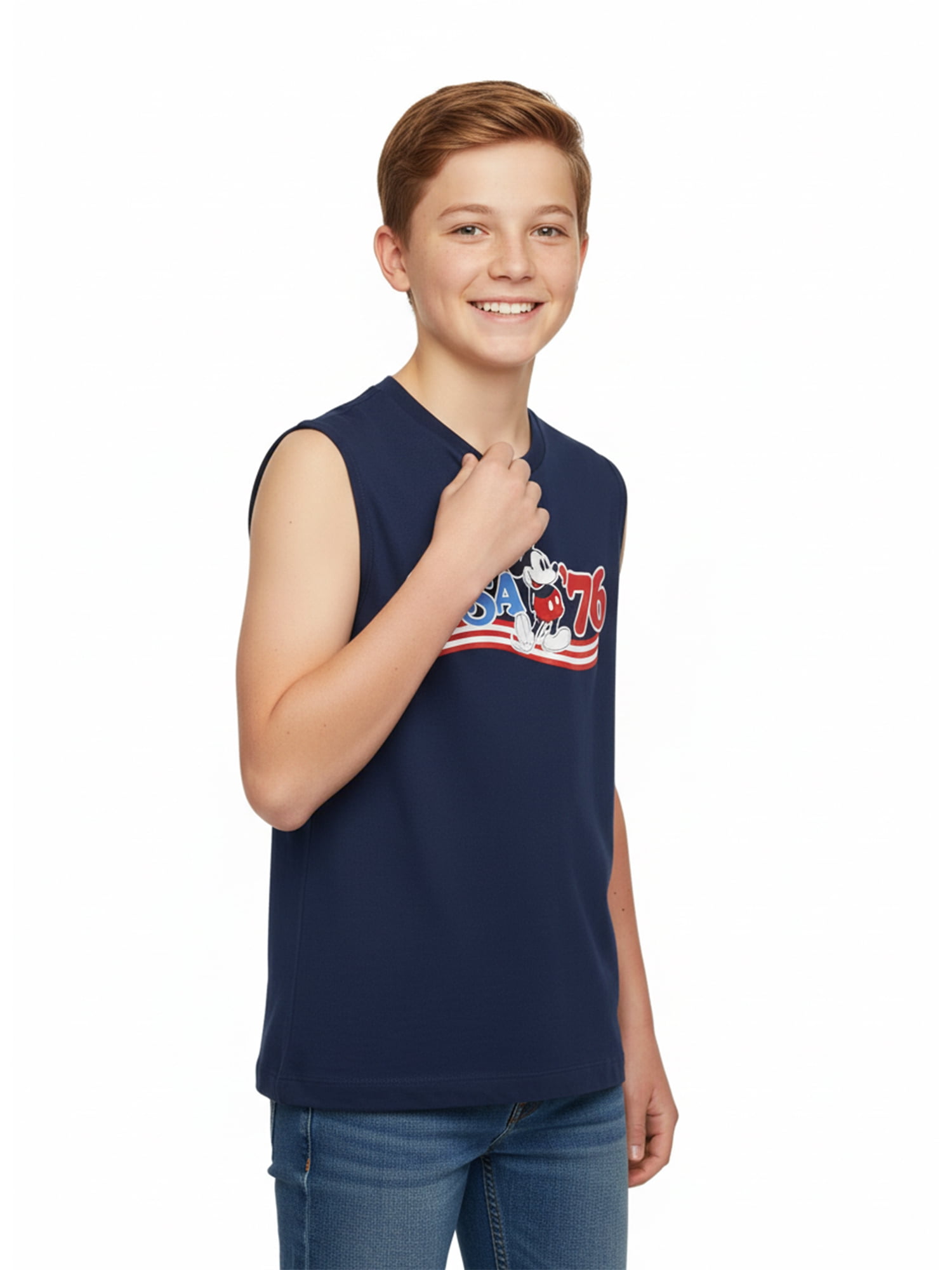 Disney Mickey Mouse Boys USA 76 Muscle Tank Top, Sizes 4-20