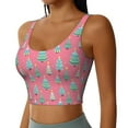thumbnail image 2 of Balery Pastel Christmas Trees on Pink Sujetadores deportivos con espalda cruzada para mujer, acolchados, sin costuras, de alto impacto, ideales para yoga, gimnasio, entrenamiento y fitness.-, 2 of 8