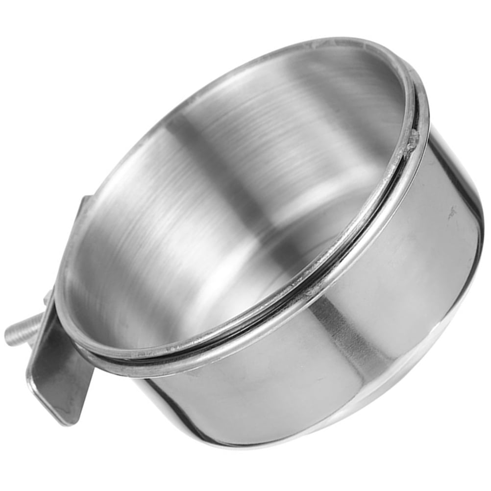 WEUVEB Stainless Steel Bird Feeding Cup Plated Silver Cage Bowl for Parrots and Finches