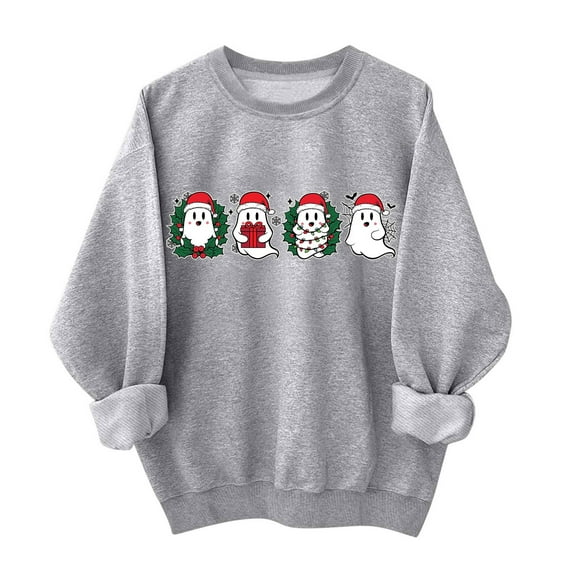 Enjoytime Christmas Long Sleeve Shirts for Women Casual Crewneck Printed Sweatshirts Top Fall Winter Womens Clothes 2025