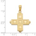 thumbnail image 2 of 14K Yellow Gold Etched Square Cross w/Crown Tips Pendant, 2 of 2