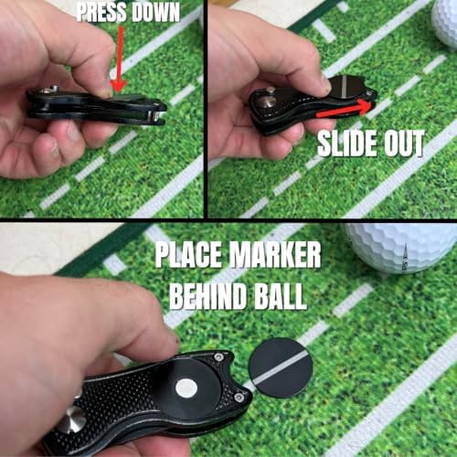 JARTC 5-in-1 Black Metal Golf Divot Tool with Magnetic Ball Marker, Includes Divot Repair Tool & Ball Marker