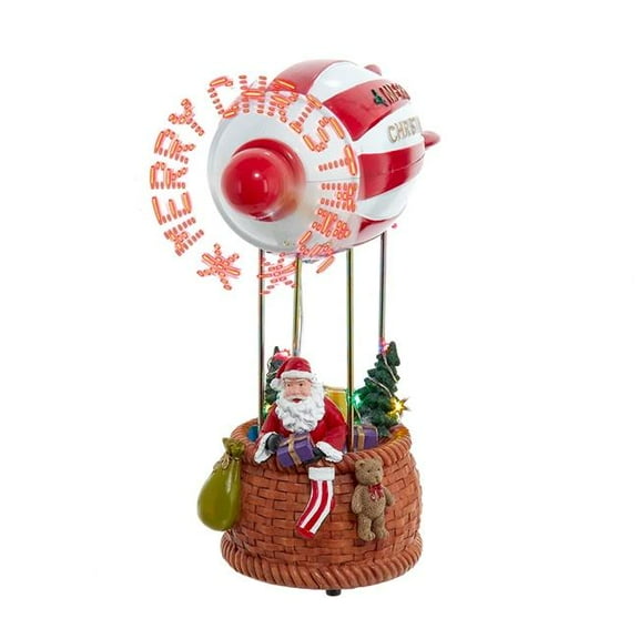 Kurt Adler 8-Inch Battery Operated Musical Santa Hot Air Balloon Table Piece With Digital Propeller