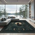 thumbnail image 2 of ODIKA 8'x10' Washable Area Rug Dark Teal Gold Celestial Cat Design Mystical Moon Phases with Starry Accents for Living Room, Under Sectional, Family , Durable, Non-Slip, 2 of 7