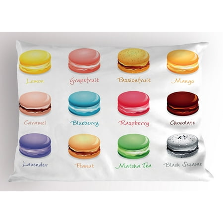 Tea Party Pillow Sham Colorful French Macaron Cookies with Different Flavors Delicious Sweets Cuisine, Decorative Standard King Size Printed Pillowcase, 36 X 20 Inches, Multicolor, by (Best French Macaron Flavors)