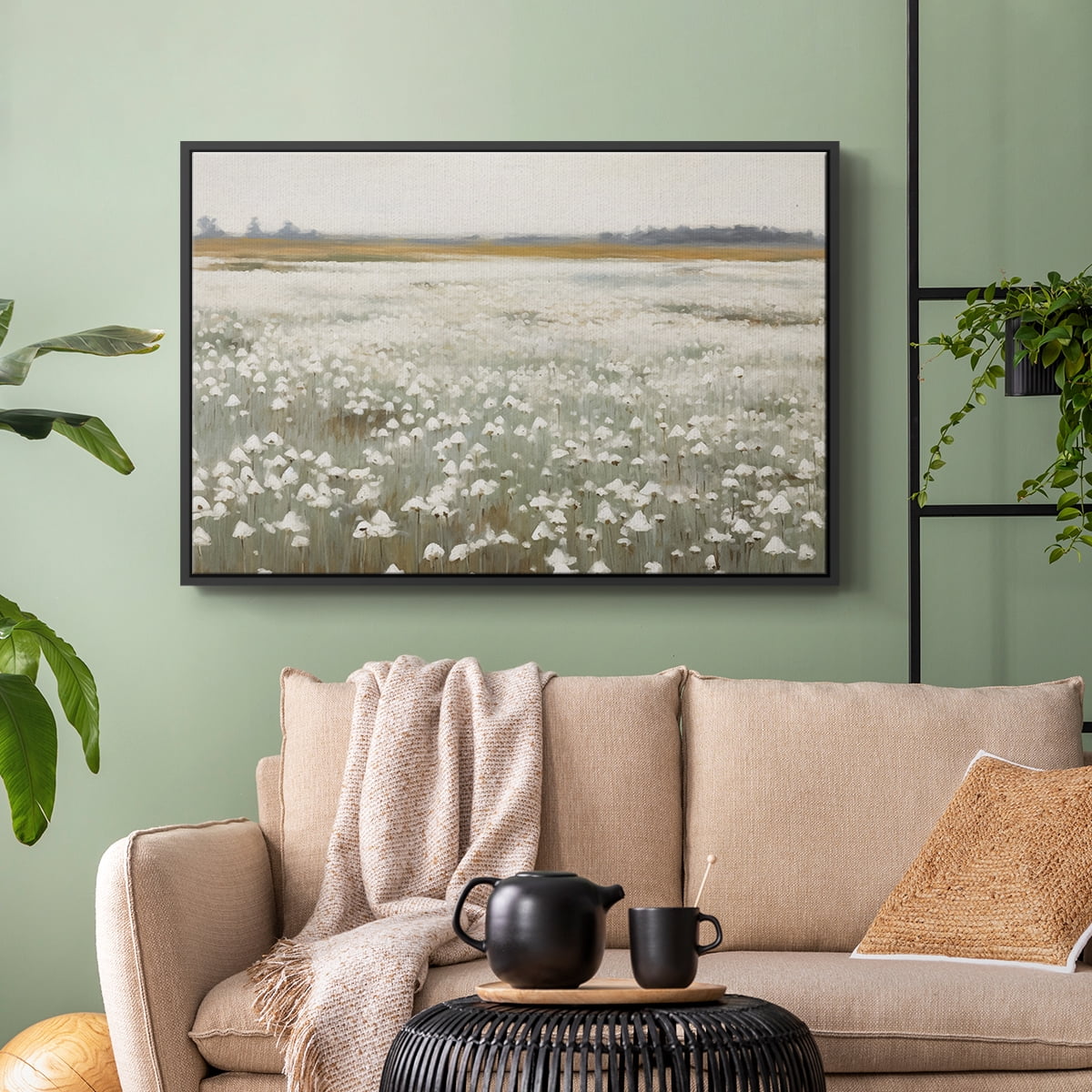 Vintage Landscape-XV By Wexford Home Framed in Black Wood Gallery Wrapped Canvas 25 in. x 37 in.
