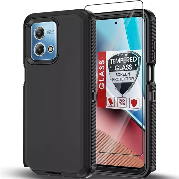 Starshop Motorola G 2025 Case Phone Cover Shockproof Heavy Duty With Glass Screen - Black