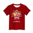 thumbnail image 4 of Zpanxa T-Shirts pour Tout-Petites Fille Imprimé Fête des Mères Col Rond Manches Courtes Haut Polyester Spandex 7-8 Ans, 4 of 5