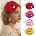 thumbnail image 6 of Yeetfub Derby Hat Tea Party Hats Church Hats Women Lace Bow Top Hat Hairpin Headwear Hat Party Hairpin ky Derby Hats Wedding Hats for Women,Red, 6 of 8