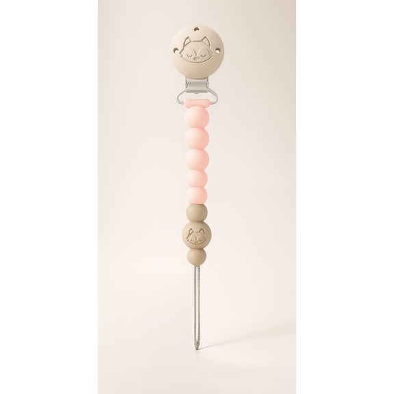 Loulou Lollipop Silicone OneC Pacifier Clip for Babies and Toddlers, Easy Clean Pink Quartz