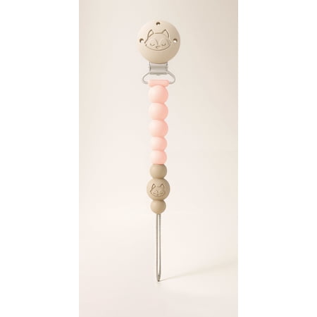 Loulou Lollipop Silicone OneC Pacifier Clip for Babies and Toddlers, Easy Clean Pink Quartz