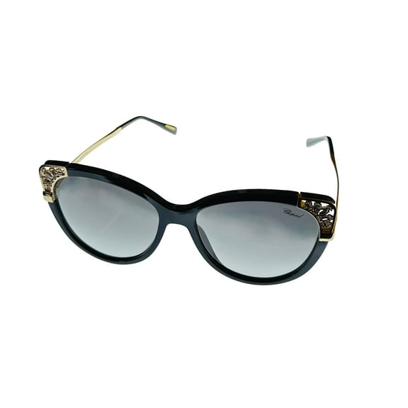 Chopard Women's Black Gold Plastic Cat Eye Sunglass SCH233S. 700