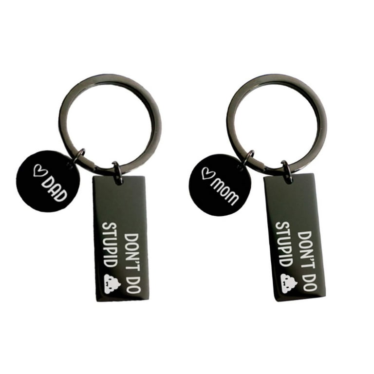 3 Pack Funny Keychain, Don't Do Stupid from Dad, Fashion Black Key Chain  Gift for Son Daughter, Don't Do Stupid Shit Keychains 