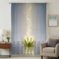 thumbnail image 2 of Zen Meditation Lotus Floral Semi Sheer Curtains Drapes for Living Room, Bedroom, French Doors Window 45 Inches Long, Green Floral Modern Art Rod Pocket Chiffon Curtain Drapery Voile Draperies Panel, 2 of 8