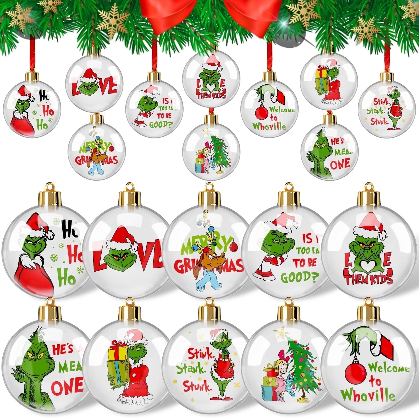 GuassLee 10-Pack Clear Acrylic Christmas Ball Ornaments