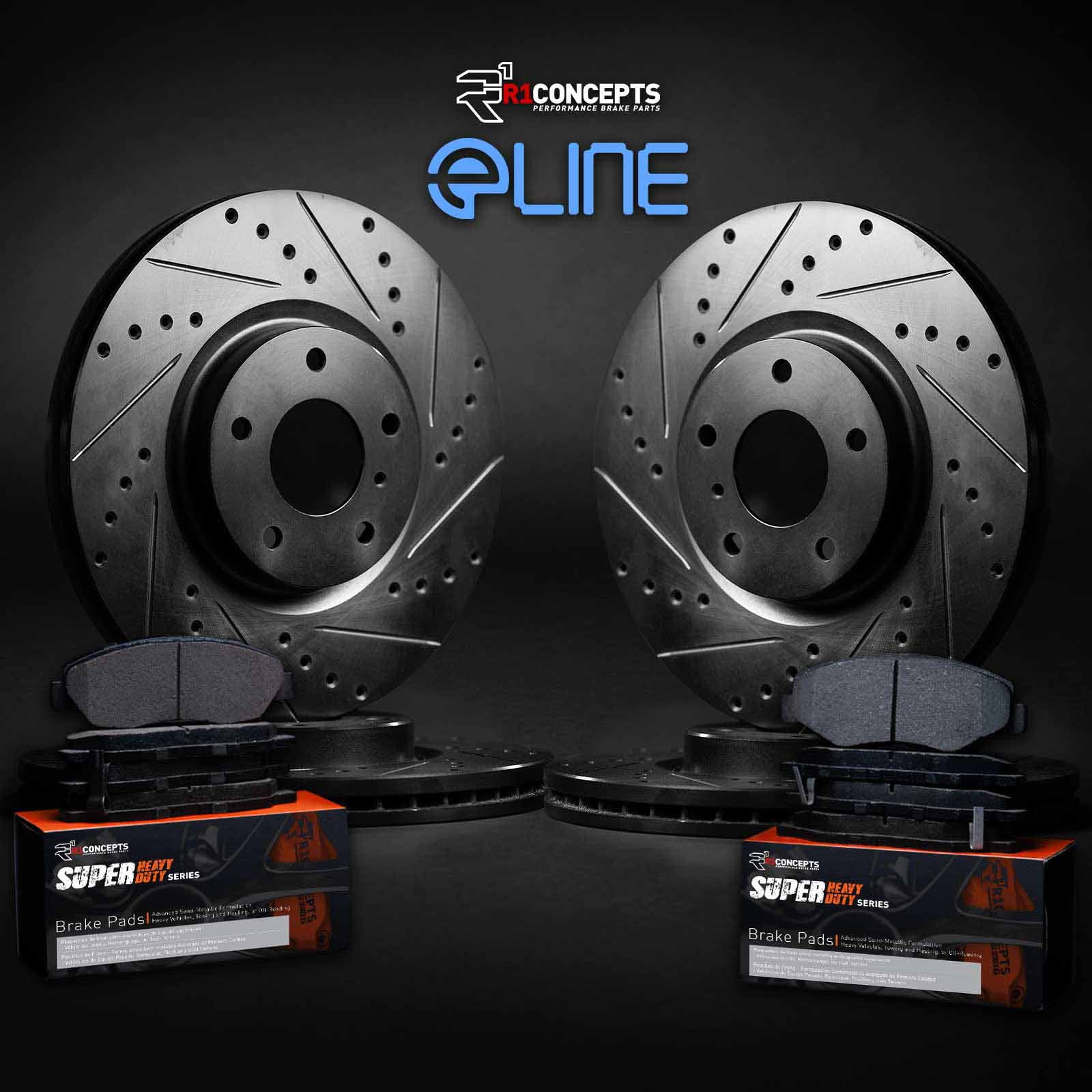 R1 Concepts Front Rear Brakes and Rotors Kit |Front Rear Brake Pads| Brake Rotors and Pads| Super Duty Brake Pads and Rotors WHXN2-48122