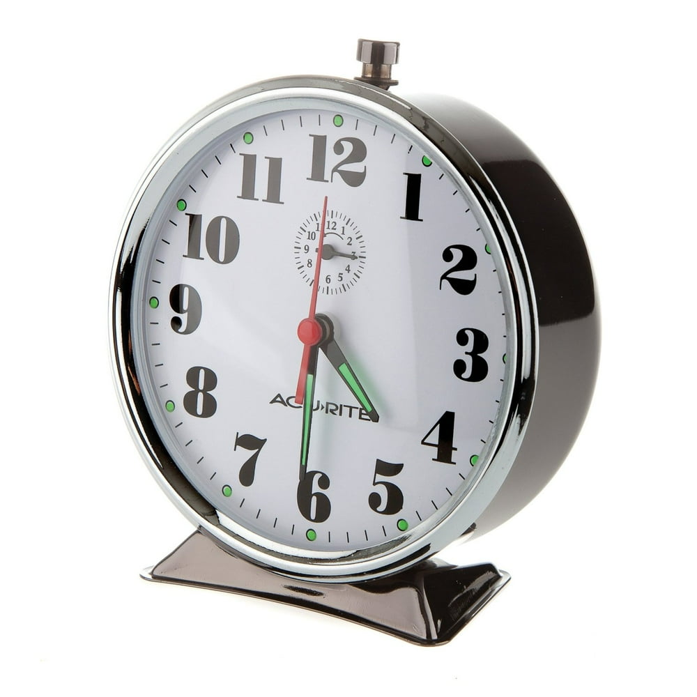 AcuRite 15607 Vintage Alarm Clock, Black Nickel