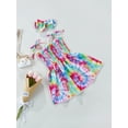 thumbnail image 4 of Franhais Little Girls Sweet Style Outfit,Summer Printing Sleeveless Slip Princess Dress + Headwear, 4 of 8