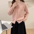 thumbnail image 3 of Cárdigan de punto con botones dorados y cuello redondo estilo Chanel de estilo europeo para primavera y otoño, suéter sencillo ajustado y moderno que combina con todo para mujer, 3 of 5