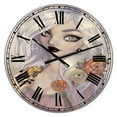 thumbnail image 1 of DesignArt Fantasy Girl With White Hair And Orange Flowers Large Wall Clock, 1 of 2