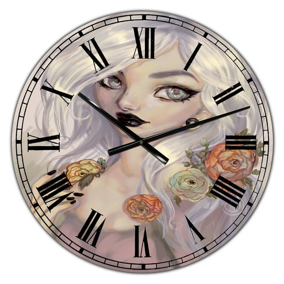 Designart Oversized Multicolor Analog Round Cottage Modern Wall Clocks, CLM25730-C23