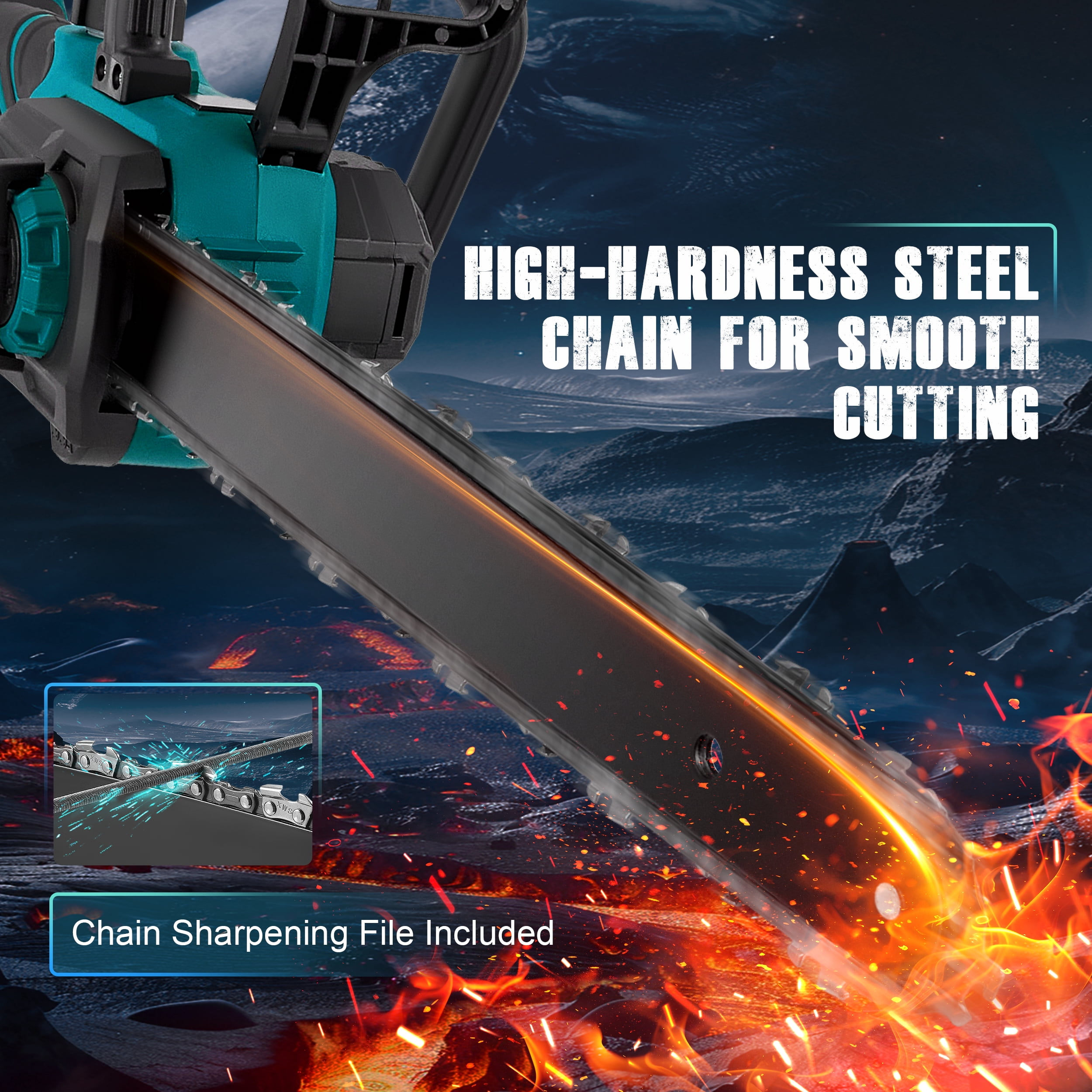 RELOIVE 12" Chainsaw, Cordless battery Chainsaw with 2x 4.0Ah Batteries , Electric Chainsaw with 1200W Brushless Motor, Automatic Lubrication, Power Chain Saw for Wood Cutting Tree Trimming-Blue