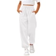 thumbnail image 2 of UACY Girl's Sweatpants Kids Cotton Drawstring Joggers Elastic Waisted Athletic Pants with Zippered Pockets for Teen Girls (White, 3-4 Years), 2 of 7