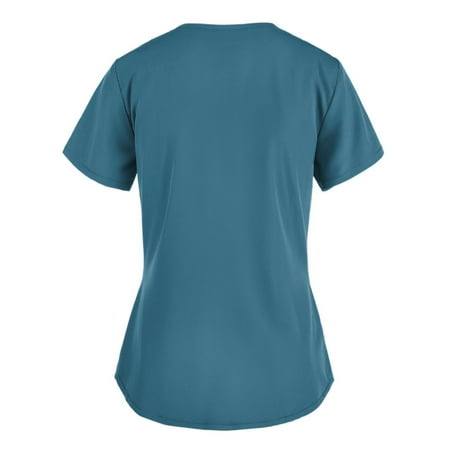 

Cakiesky Women s Scrubs Shirts Quick-Dry V-Neck Christmas Scrub Top Blue XXXXXL