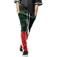 thumbnail image 2 of Ma Croix Mens Stripe Track Pants Three Tone Color Block Skinny Fit Stretch Casual Elastic Athletic Training Slim Joggers, 2 of 6