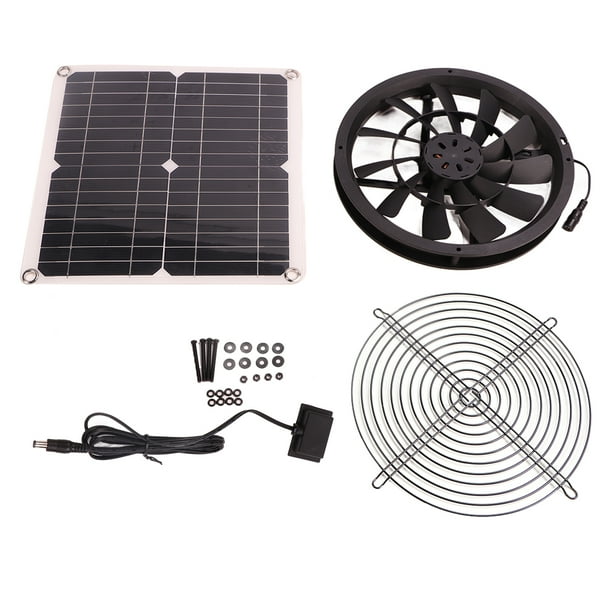 Kit de ventilador de escape solar de 18 V y 12 W, impermeable, CC, sin escobillas, panel solar redondo, ventilador de refrigeración para taller, casa de mascotas