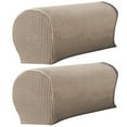 thumbnail image 2 of Visland Stretch Anti-Slip 2-Piece Spandex Couch Armrest Slipcover, Khaki, 2 of 6