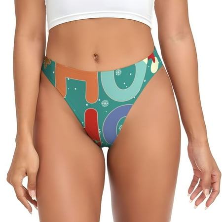Adobk Ho Ho Ho Print Seamless Women Underwear Thongs No Show Ladies Thong No Line Breathable Comfortable Panties Undies for Women-Large
