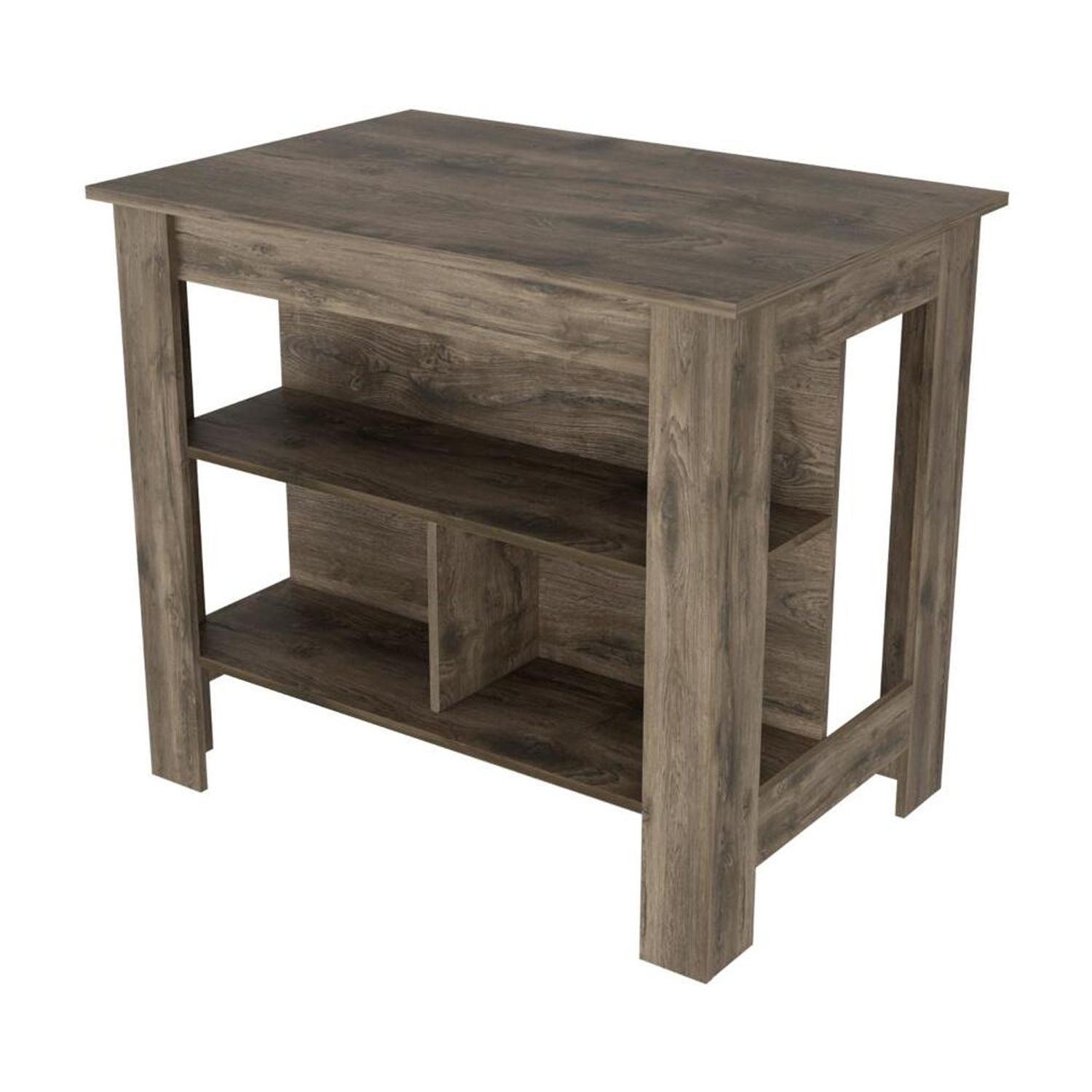 We Have Furniture Kitchen Island Dozza, Three Shelves, Dark Brown Finish
