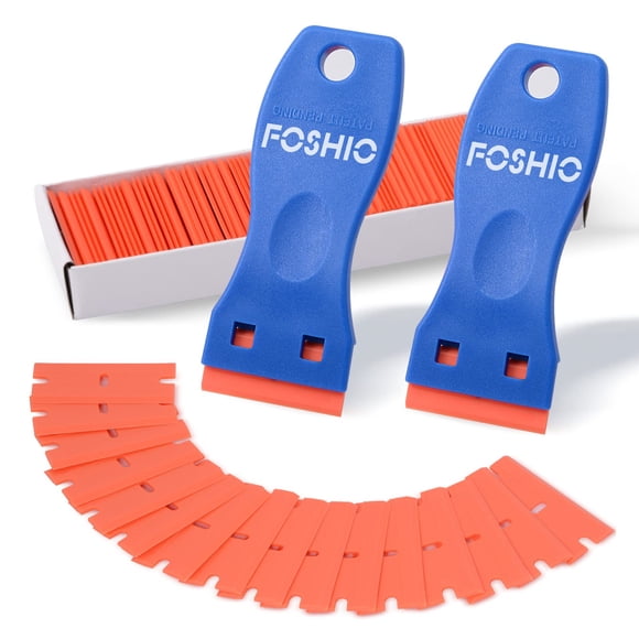 Espátula de afeitar de plástico FOSHIO con 2 raspadores y 100 cuchillas