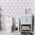 thumbnail image 3 of CoSoTower Toilet Paper Cabinet, Small Bathroom Corner Floor Cabinet with Doors and Shelves, Thin Storage Bathroom Organizer for Paper Shampoo, White, 3 of 8