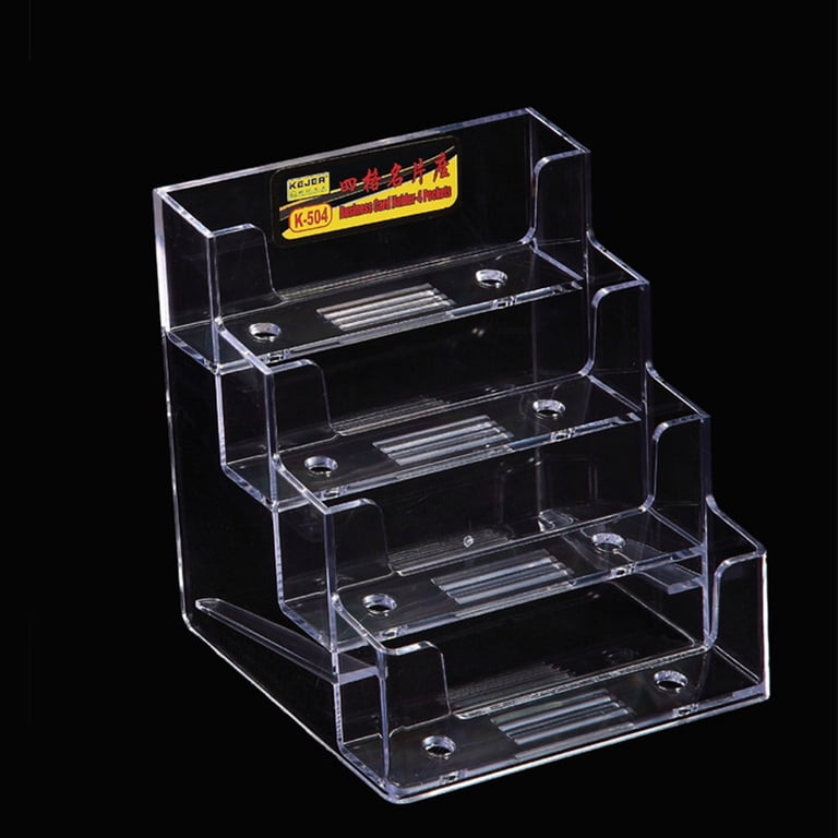 2PCS Business Card Holder For Desk 2 Slots Clear Acrylic Business