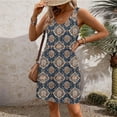 thumbnail image 1 of Ovzne Robes d'Été pour Femmes Robe d'Été Mode Féminine Imprimée avec Poches Sans Manches Col en V Robe Imprimée en Liquidation, 1 of 7