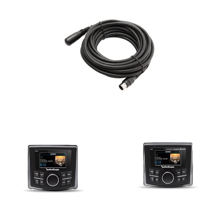 Rockford Fosgate PMX-3 2.7" Wet Bonded IPX6 Color Marine Media Receiver with PMX-1R 2.7" Wet Bonded Ipx6 Color Wired Remote and PMX25C 25 Ft Extension Cable