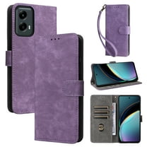 Wallet Case for Moto G Stylus 5G(2024),with RFID Blocking Credit Card Holder, with Wrist Strap PU Leather Magnetic Folio Kickstand Shockproof Women Men Phone case, Purple