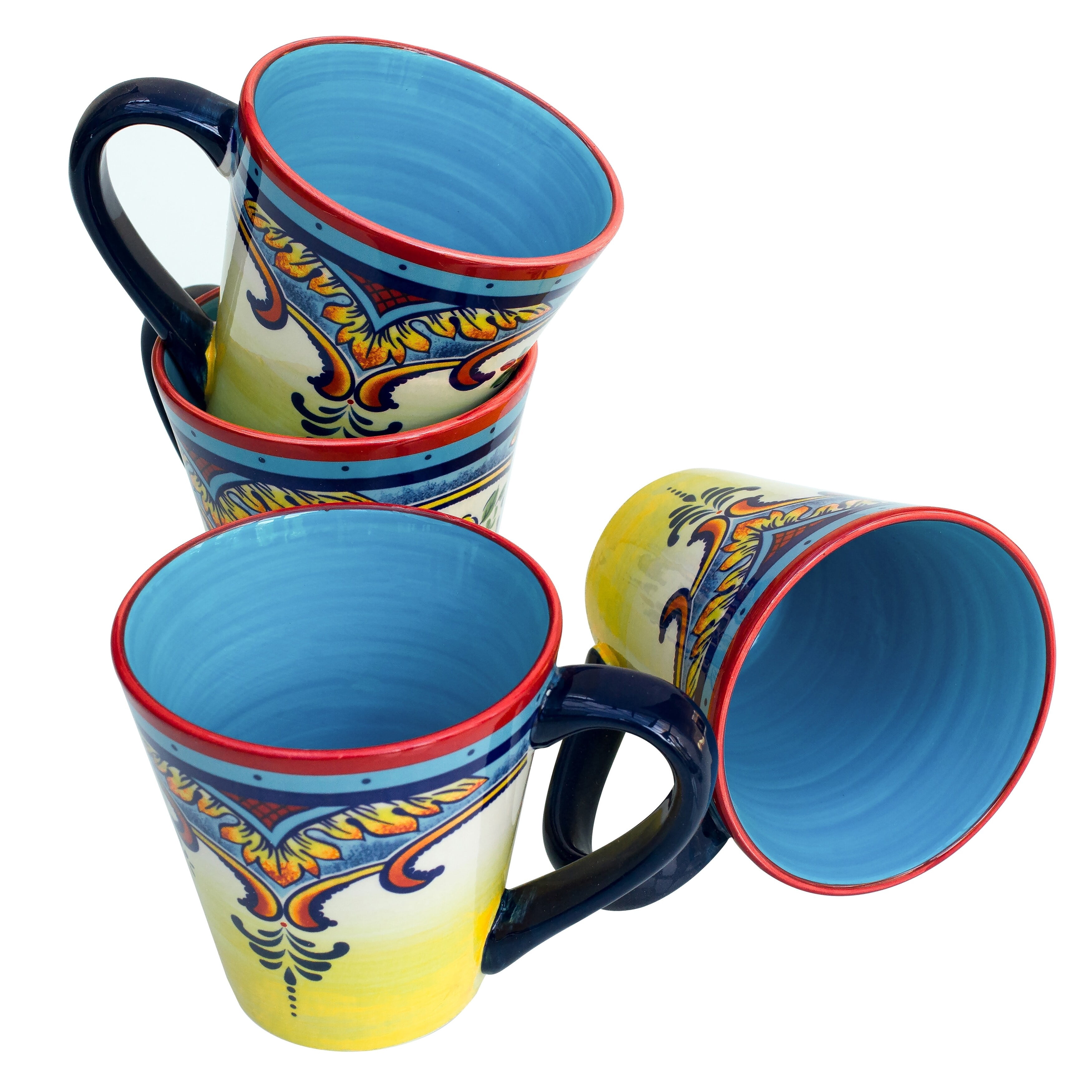Euro Ceramica Inc. Euro Ceramica Zanzibar Floral 14oz. Ceramic Mugs