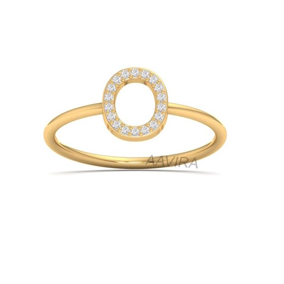 "O" Initial Diamond Ring, Personalized O Letter Custom Jewelry For Women