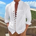 thumbnail image 2 of Mens T Shirts Long Sleeve Solid Button Down Mens Sprimg Clothing,White,XL, 2 of 5