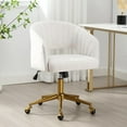 thumbnail image 1 of Silla de escritorio ABET Velvet para el hogar y la oficina, giratoria, ajustable, color blanquecino, 1 of 9