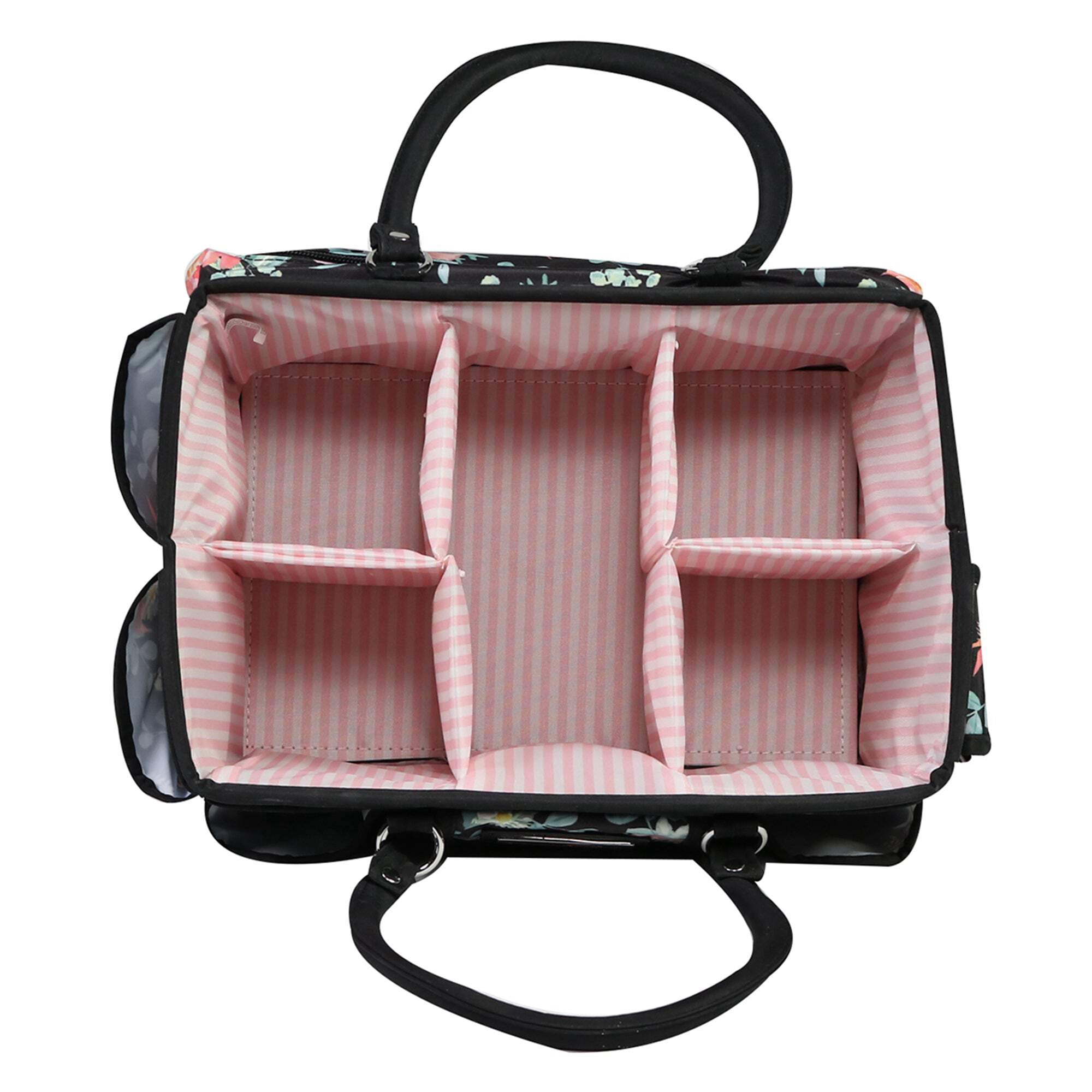 Deluxe Store  Tote Craft Organizer, Black  Floral