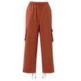 thumbnail image 4 of Godokuleh Mens Casual Joggers Pants Hiking Drawstring Chino Cargo Pants Straight Leg Pants Orange XL, 4 of 5