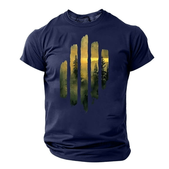 Aobny Casual Fall Tops Slim Fit Navy Blue Short Sleeve T-Shirt Pullover Graphic Men Men's Novelty Shirts,XL