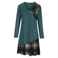 thumbnail image 3 of Patlollav Womens Dresses Fashion Solid Plaid Patchwork Long Sleeve Buttons Dress, 3 of 6