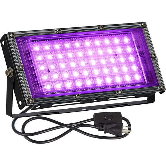 50w LED Black Light,IP65 Waterproof uv Blacklight with Bracket,Glow in The Dark,Black Lights for Glow Party,Bedroom,Fluorescent Poster, Neon Glow,Stage Lighting, Birthday, Body Paint